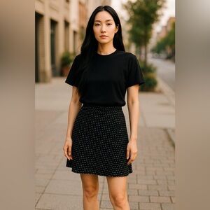 Brandy Melville Black White Polka Dot Mini A-Line Wrap Skirt